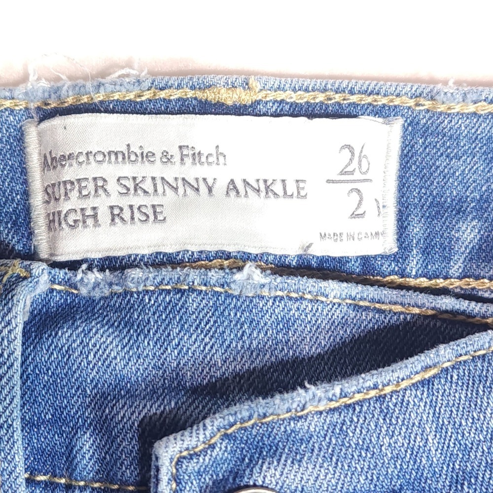 Abercrombie & Fitch High Rise Super Skinny Ankle Jeans 26/2 Distressed Stretch - Picture 8 of 14